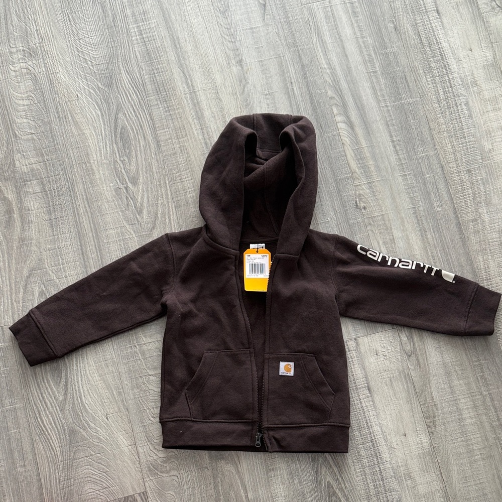 Carhartt Kids Dark Brown Zip-Up Hoodie